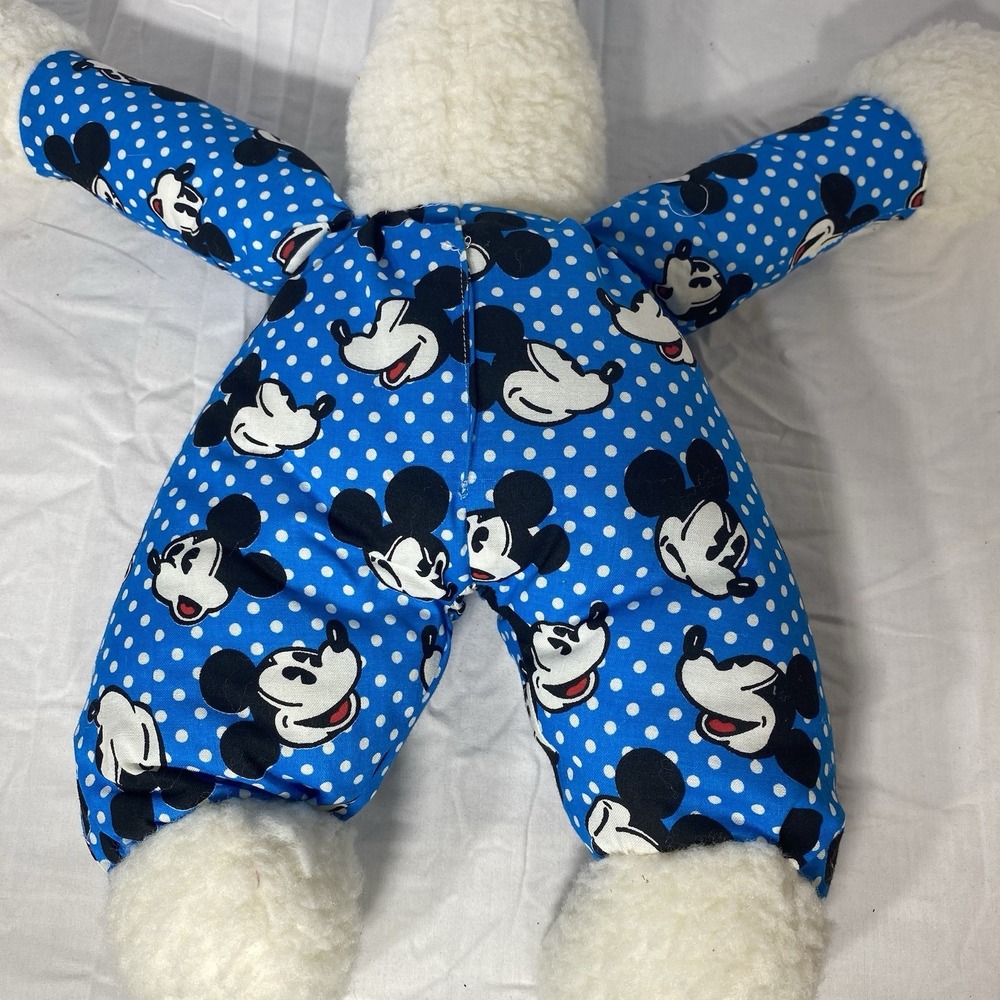 Vintage Mickey Mouse Bunny Plush Doll Blue Polka Dot Snowsuit Disney No Tags - Picture 5 of 8